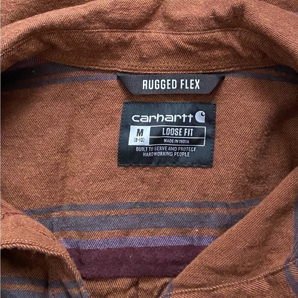 CARHARTT Women's Rugged Flex Relaxed Fit Midweight Flannel Plaid Shirt Size M - Picture 8 of 10